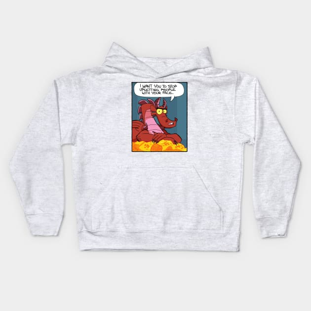 Stop upsetting people with your face Kids Hoodie by Slack Wyrm